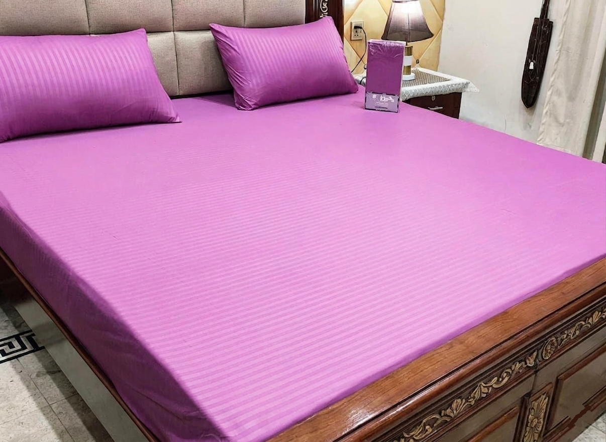 Linear Pinkish Violet Bedspread