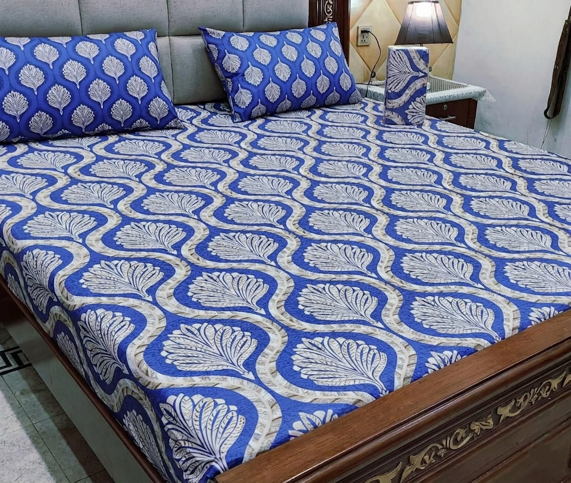 Electric Blue Digital Mosaic Artisanal Bedspread - cotton