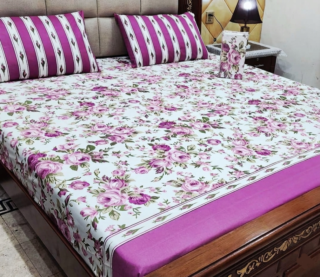 Royal Lilac Bedspread  3-Piece Floral Set