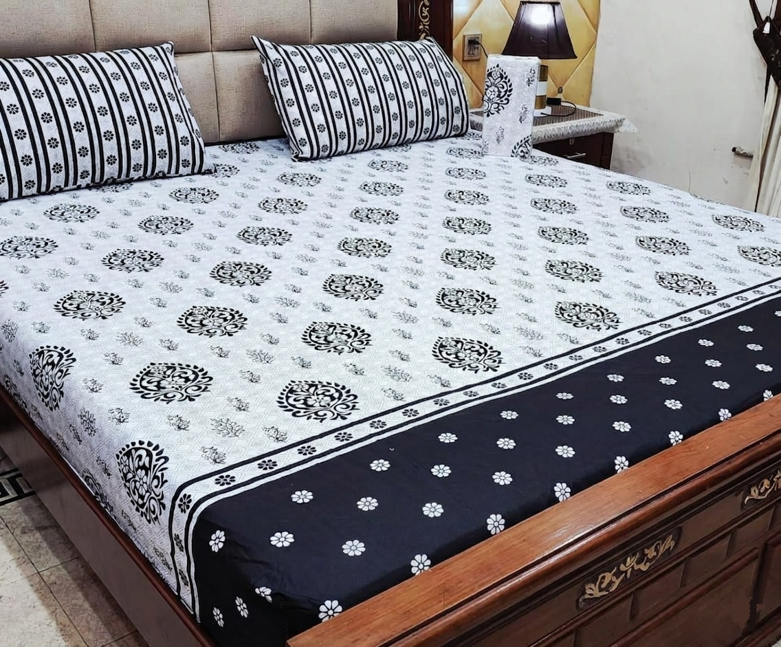 Black And White Abstract Bedspread - cotton