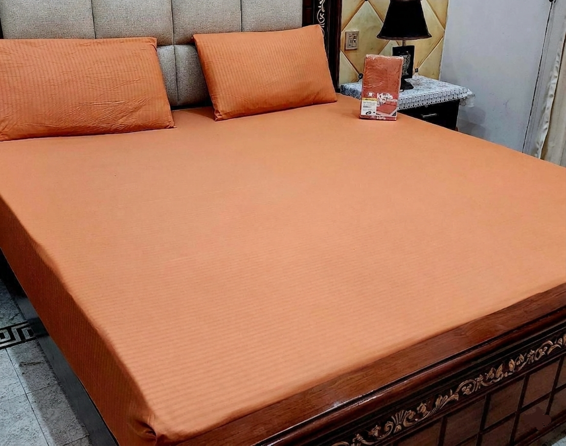 Linear Peach Brown Bedspread