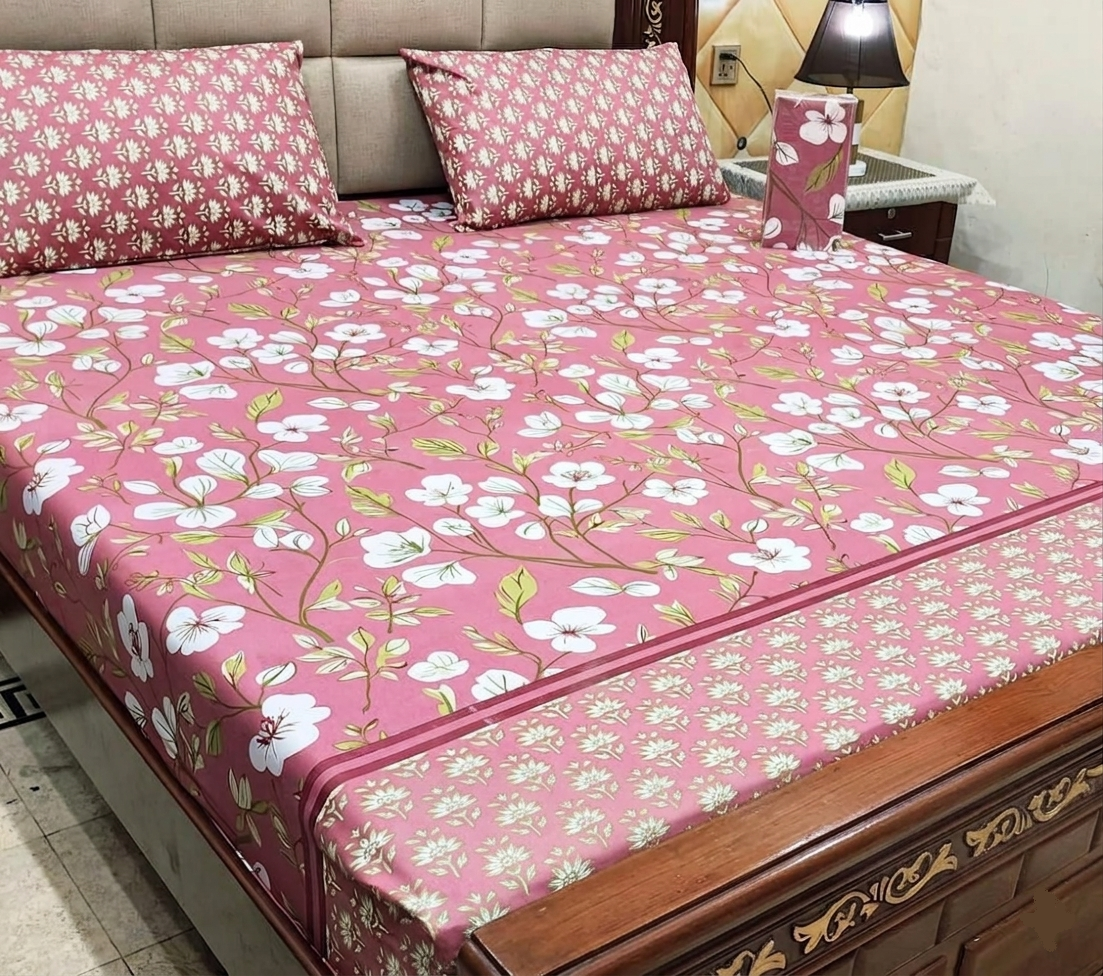 Rosewater Bloom  Bedsheet Set - 3pc cotton