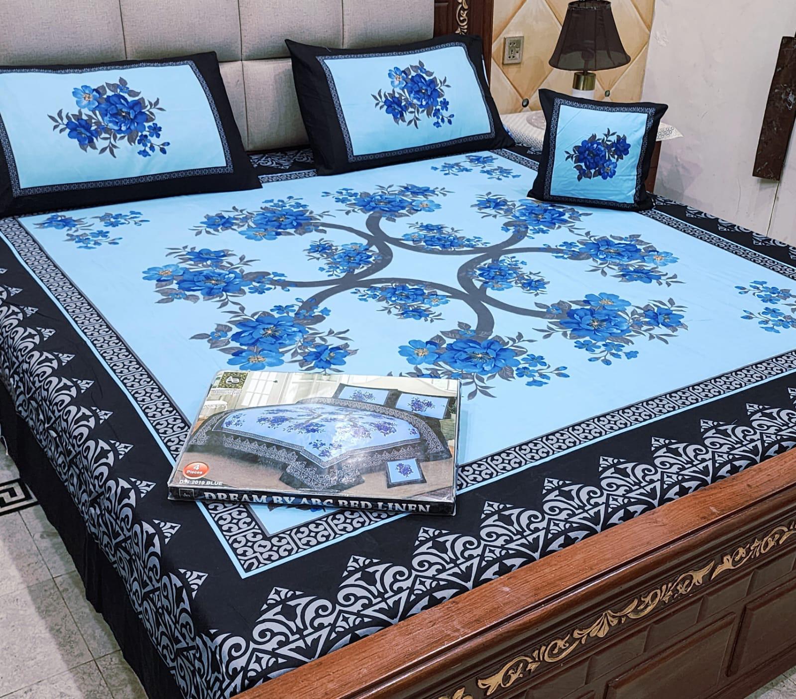 Sapphire Scroll Bedspread - 4pc crystal