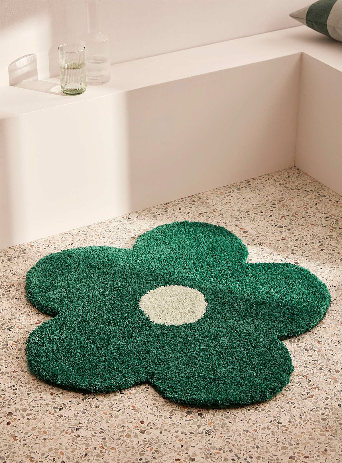 Green flower rug