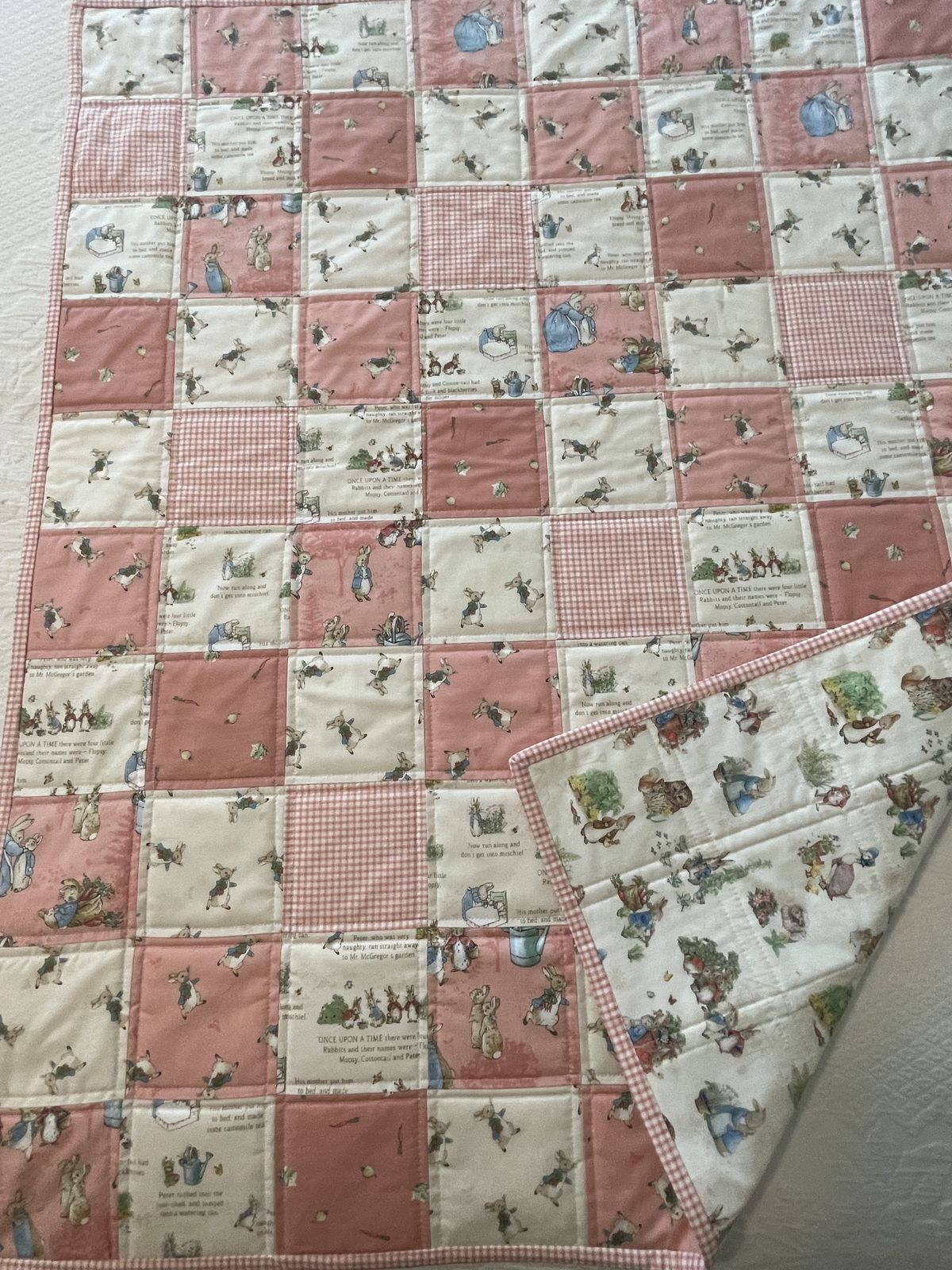 Pink blocked quilt