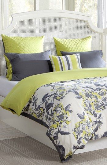 Lime & Charcoal Floral Bedding Set