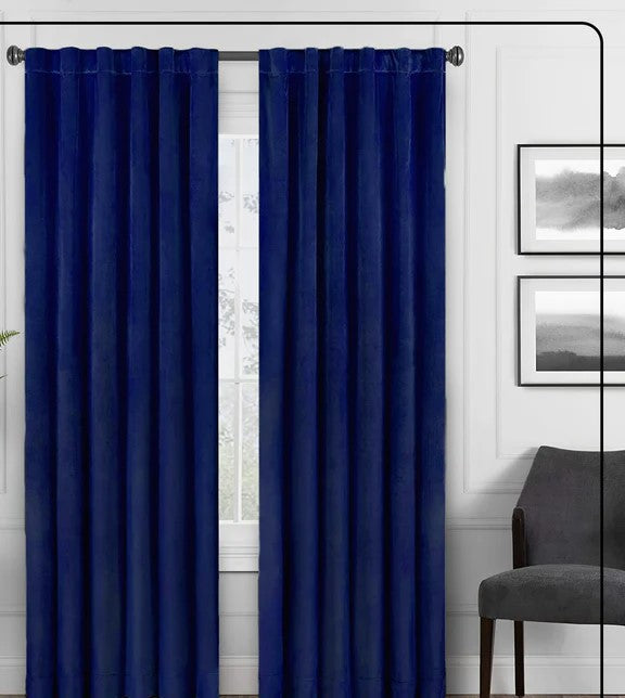 Premium Velvet Curtain - Navy Blue